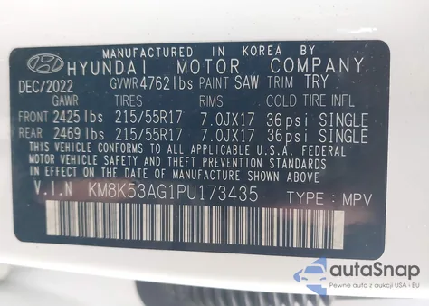 2023 Hyundai Kona Electric Limited from USA, damaged, VIN KM8K53AG1PU173435